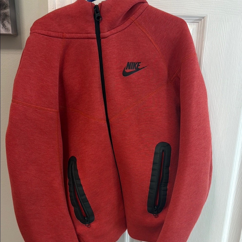 Nike Tech Fleece Red Sporty Jacket with Black Accents